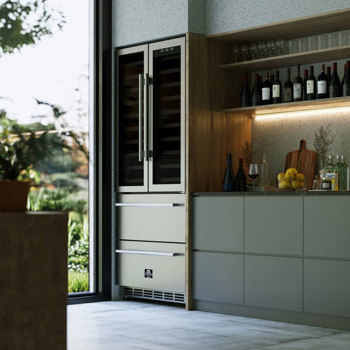 Forno Campania 32 in Triple Zone Wine Cooler 120-Bottle Stainless - FWCDR6635-32S