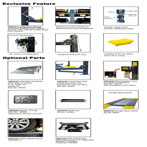 AMGO 408-HP Elevated 4-Post Parking Lift for SUVs-detailed images