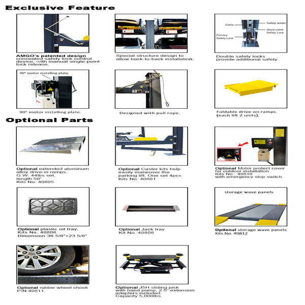 AMGO 408-HP Elevated 4-Post Parking Lift for SUVs-detailed images