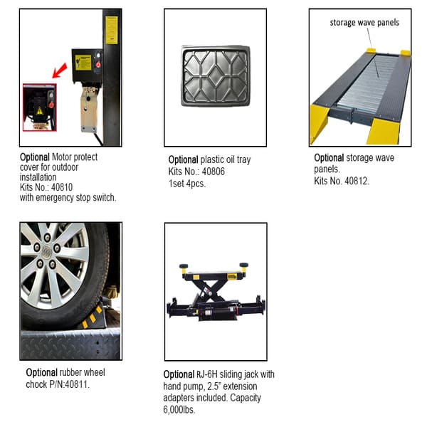 AMGO 409-DPX High-Clearance Car Lift for SUVs & Trucks optional parts