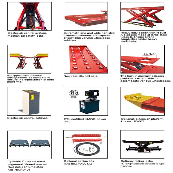 AMGO DX-12A 12,000 lb Drive-On Alignment Lift detailed images