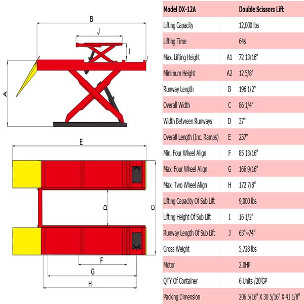 AMGO DX-12A 12,000 lb Drive-On Alignment Lift full specs