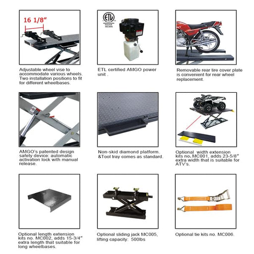 AMGO MC-1200 Motorcycle Lift – 1200 lb ATV Jack detailed images