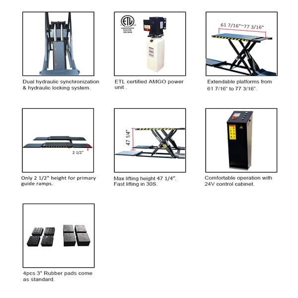 AMGO MRL09 9,000 lb Mid-Rise Scissor Service Lift detailed images