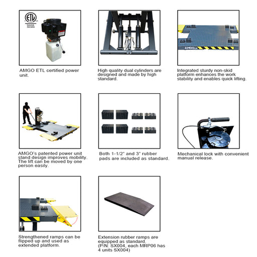 AMGO MRP06 Portable Mid Rise Car Lift 6,000 lb Cap detailed images