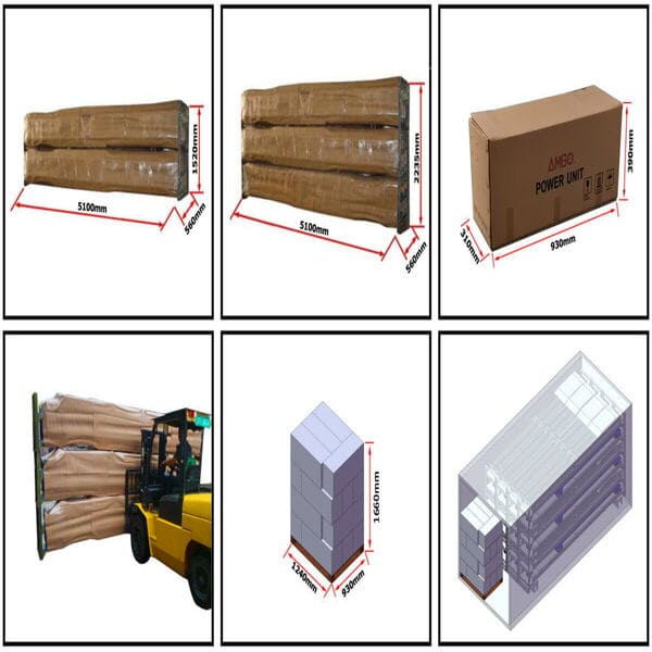 AMGO PRO-12SX 4 Post Car Lift | 12K lb Drive-Thru Width shipping dimensions