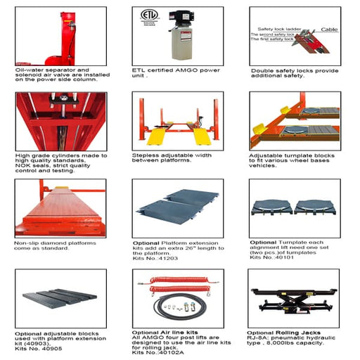 AMGO PRO-14AE 4 Post Lift for Alignment & Service detailed images