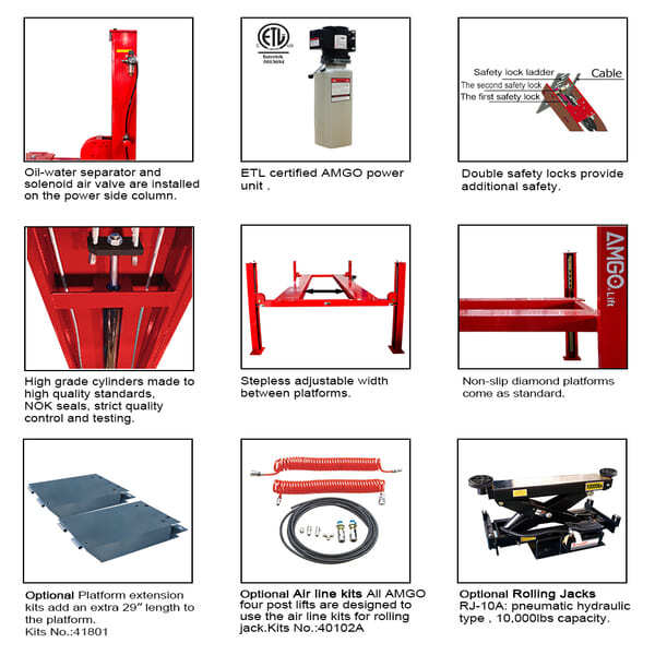 AMGO PRO-18 Heavy Duty 4 Post Lift | 18,000 lb Capacity detailed images