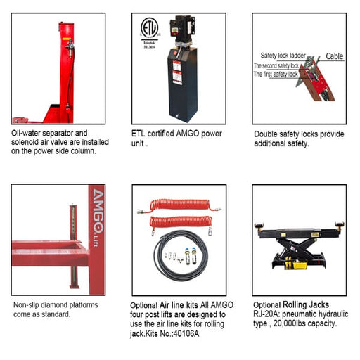 AMGO PRO-40E Super-Duty Four Post Car Lift 40000 lbs detailed images