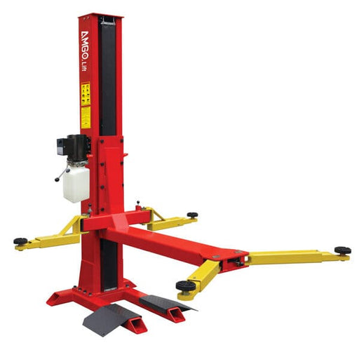 AMGO SL-7 Single Post Car Lift with 7,000 lb lifting capacity – space-saving design for garages and service shops

