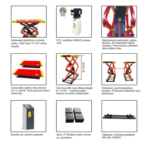 AMGO XL-9F 9,000 lb Flush Mount Scissor Lift detailed images