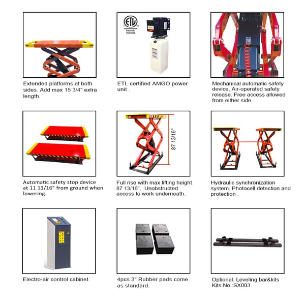 AMGO XL-9F 9,000 lb Flush Mount Scissor Lift detailed images
