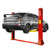AMGO BP-9 two-post base plate car lift full view for low ceiling garages