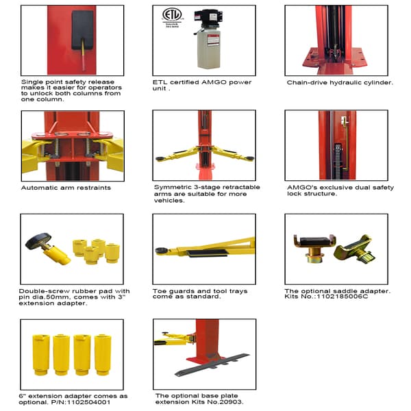 AMGO BP-9X Base Plate Car Lift - Detailed images