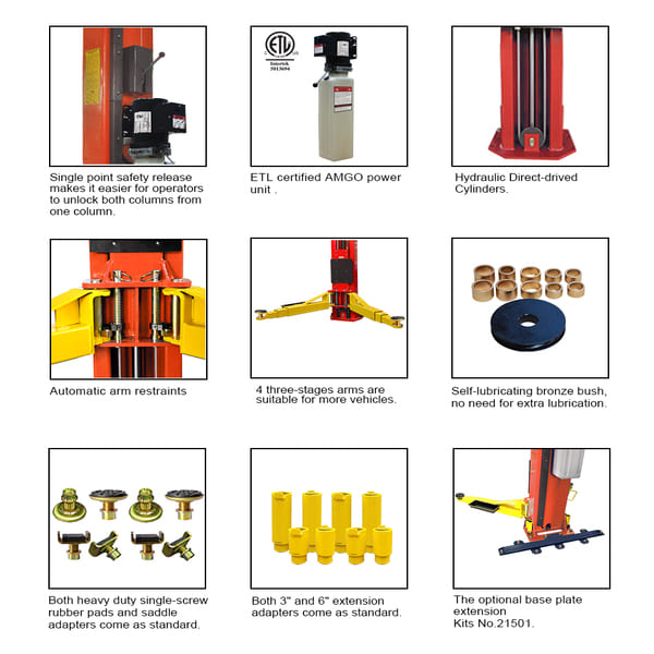 AMGO OH-12S 12K Low Ceiling 2-Post Lift | Adjustable