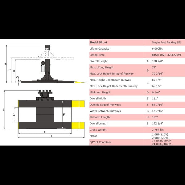 AMGO SPL-6 Parking Lift Space-Saving Car Stacker