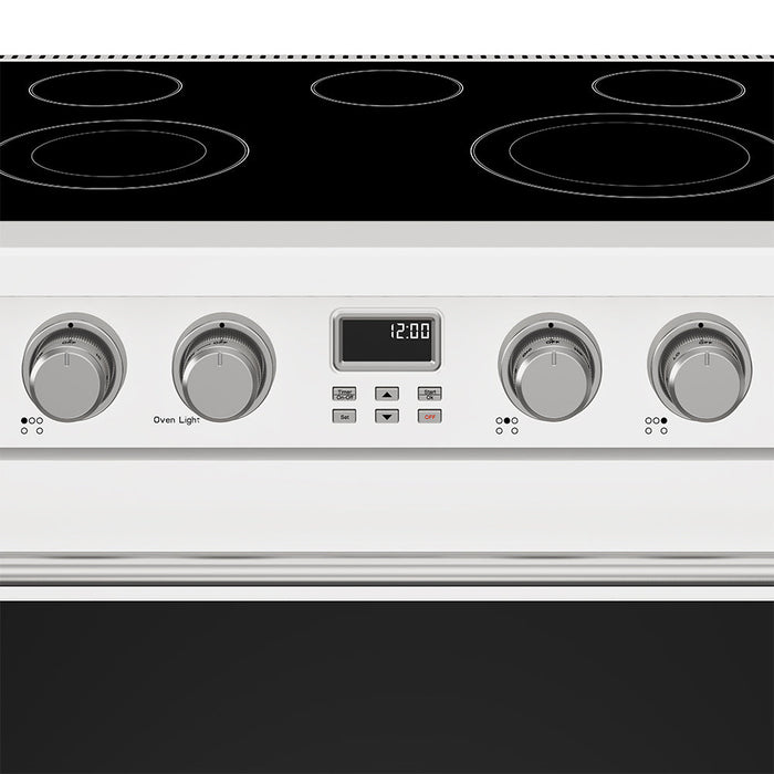 Thor Kitchen 36 Inch Electric Range in White - Contemporary Professional - close up