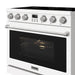 Thor Kitchen 36 Inch Electric Range in White - Contemporary Professional - front right side closed