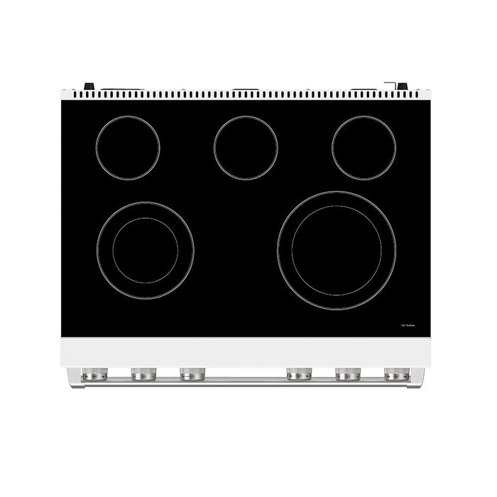Thor Kitchen 36 Inch Electric Range in White - Contemporary Professional - top view2