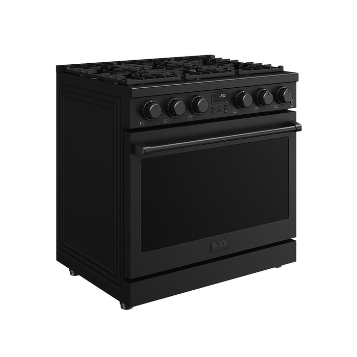 Thor Kitchen 36-Inch Gas Range in Black - Contemporary Professional (ARG36B)