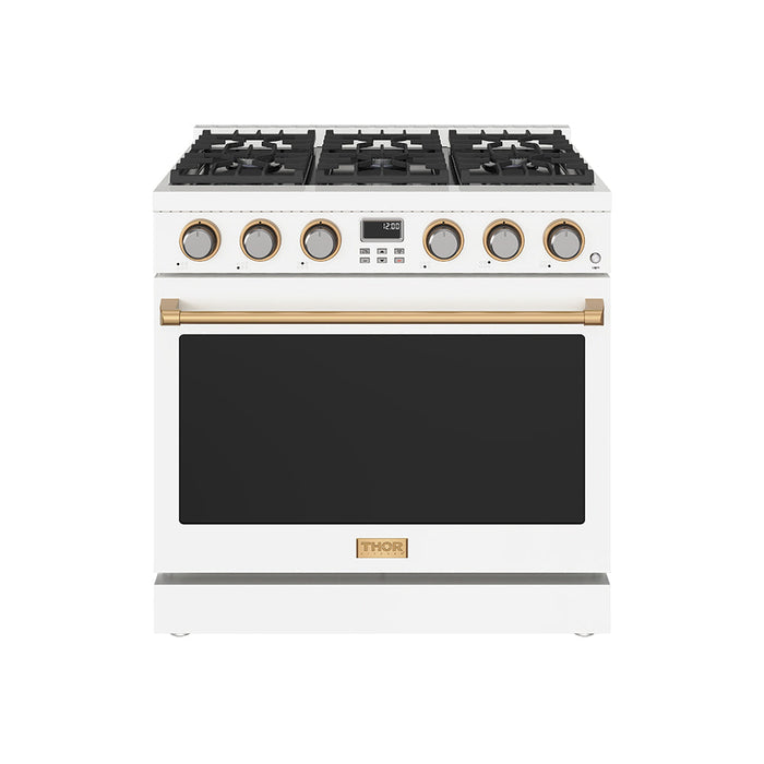 Thor Kitchen 36-Inch Gas Range in White - Contemporary Professional