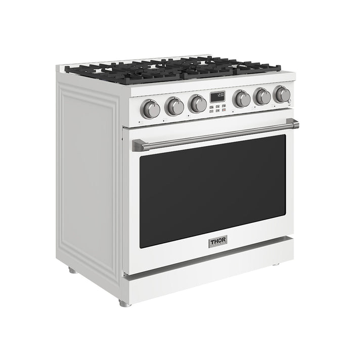Thor Kitchen 36-Inch Gas Range in White - Contemporary Professional (ARG36W)