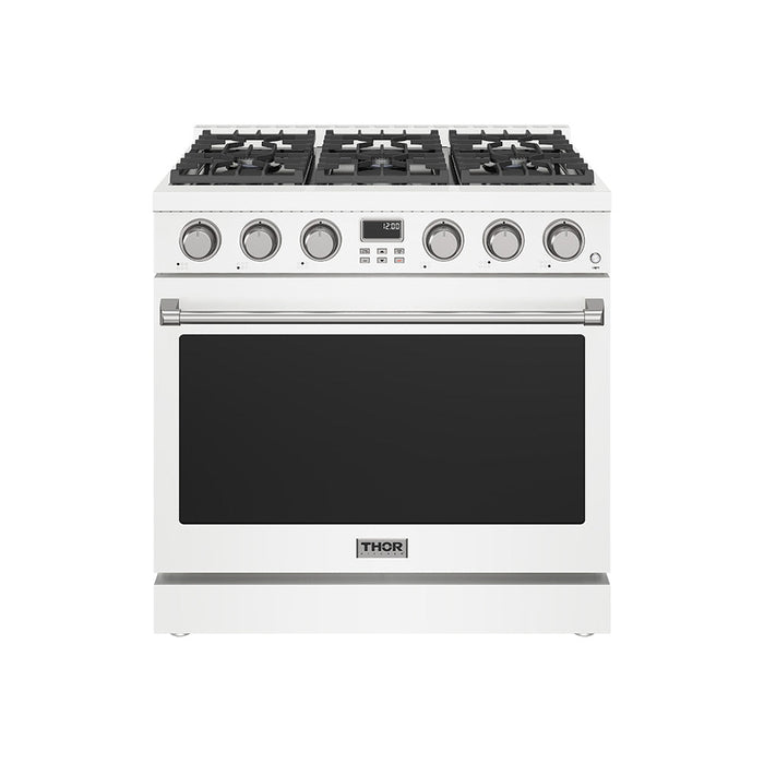 Thor Kitchen 36-Inch Liquid Propane Range in White - Contemporary Professional