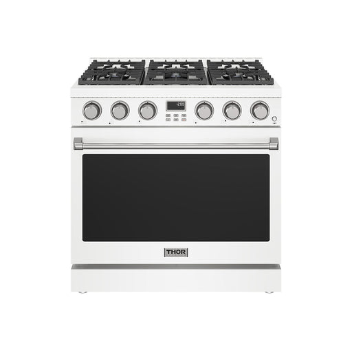 Thor Kitchen 36-Inch Gas Range in White - Contemporary Professional - front side closed