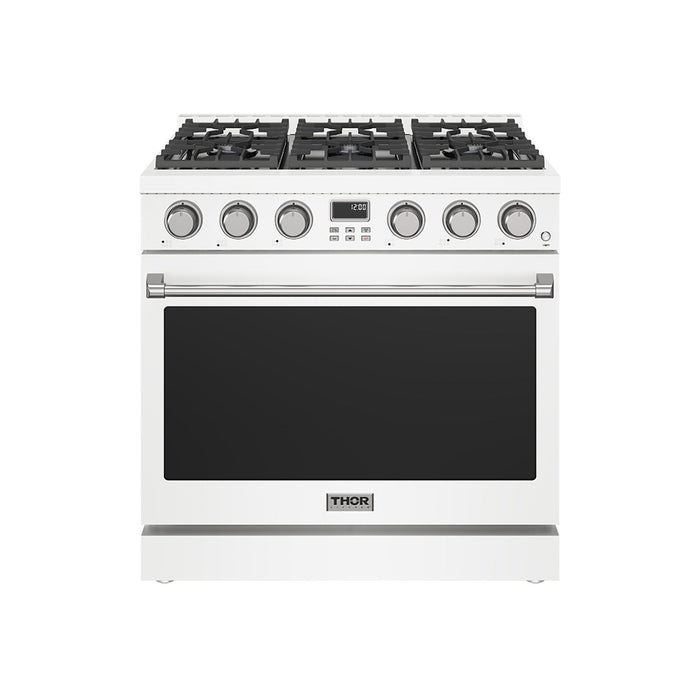 Thor Kitchen 36-Inch Gas Range in White - Contemporary Professional - front side closed