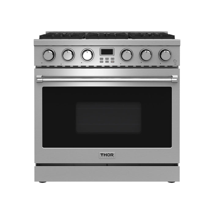 Thor Kitchen 36-Inch Gas Range with 6 Burners, 6.0 cu. ft. Convection Oven in Stainless Steel (ARG36)