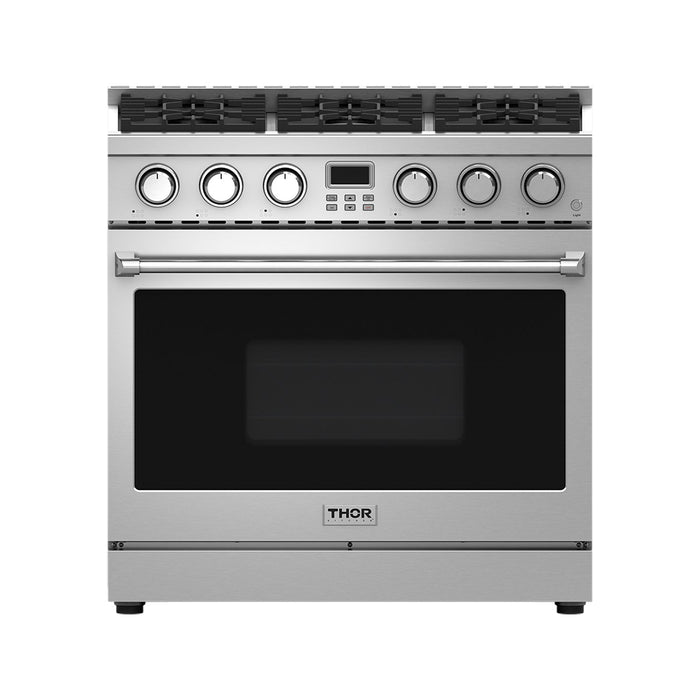 Thor Kitchen 36-Inch Gas Range with 6 Burners, 6.0 cu. ft. Convection Oven in Stainless Steel (ARG36)