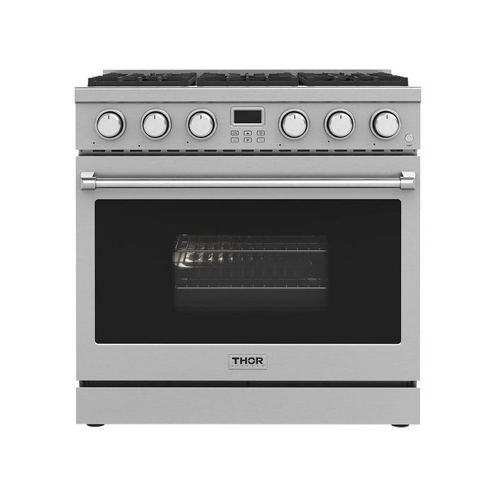 Thor Kitchen 36-Inch Gas Range with 6 Burners, 6.0 cu. ft. Convection Oven in Stainless Steel (ARG36)