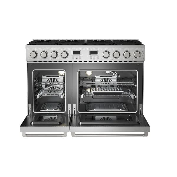 THOR Kitchen ARG48 48-Inch Stainless Steel Natural Gas Range – Front View with Ovens Open