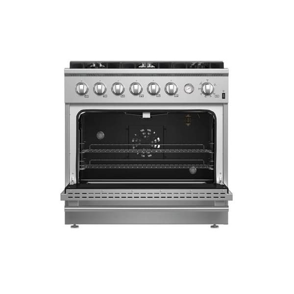 FORNO 3-Piece Appliance Package - 36-Inch Marco Gas Range, French Door Refrigerator, & Dishwasher in Stainless Steel FBDL-009-01CAUS