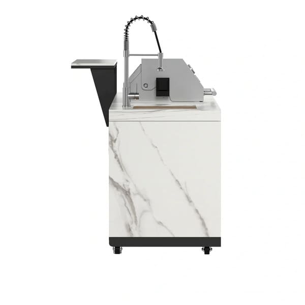 FORNO Rimini Outdoor Kitchen 30-Inch BBQ 62,000 BTU, 4.8 cu.ft. Beverage Center, Stainless Steel Sink, White Countertops FODKT2575WHT