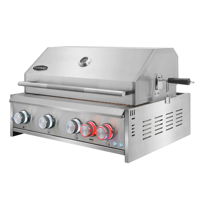 Cosmo 32 in. Built-In Propane Gas Grill with 5 Burners, Infrared Rotisserie, Knob LED Lighting in Stainless Steel - COS-BGGN325K