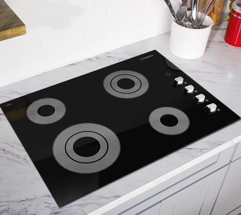 Cosmo 30 in. Electric Ceramic Glass Cooktop with 4 Burners, Dual Zone Elements, Hot Surface Indicator Light and Control Knobs - COS-304ECC