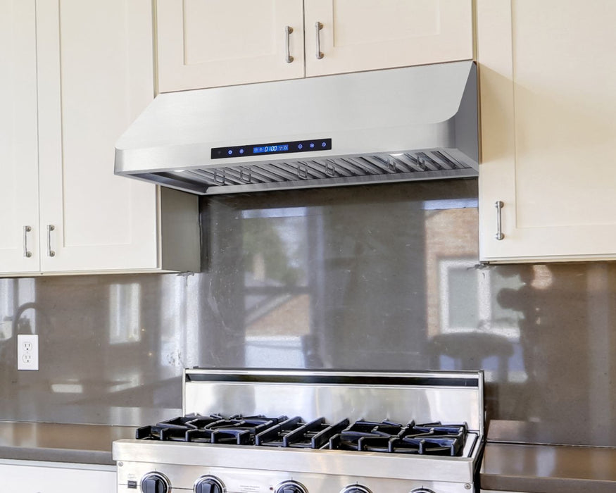 Cosmo 36 in. Ducted Under Cabinet Range Hood in Stainless Steel with Touch Display, LED Lighting and Permanent Filters - COS-QS90