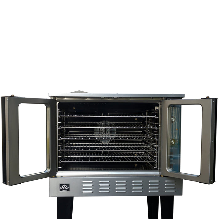 Forno Commerciale Convection Gas Oven, 3 burners 54,000 BTU, 150–500°F, stainless steel, NG/LP convertible
