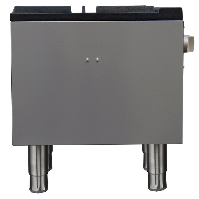 Forno Commerciale gas stock pot range, 1 powerful 3-ring burner, 80,000 BTU, durable stainless steel, heavy-duty cast iron grate