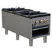 Forno Commerciale gas stock pot range, 2 powerful 3-ring burners, 160,000 BTU, durable stainless steel, heavy-duty cast iron grates