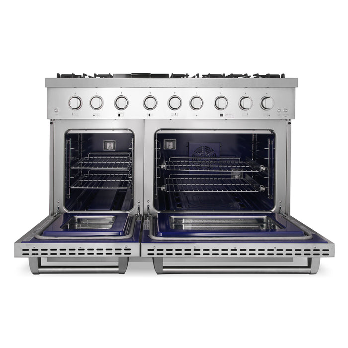 Cosmo 48 in. Lumin Collection 6.7 cu. ft. Double Oven Dual Fuel Range with 6 Sealed Burners, Rapid Convection, Stainless Steel - COS-DFRL486GK