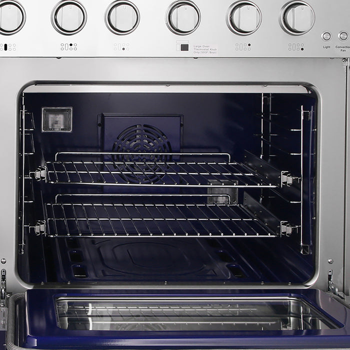 Cosmo 48 in. Lumin Collection 6.7 cu. ft. Double Oven Dual Fuel Range with 6 Sealed Burners, Rapid Convection, Stainless Steel - COS-DFRL486GK
