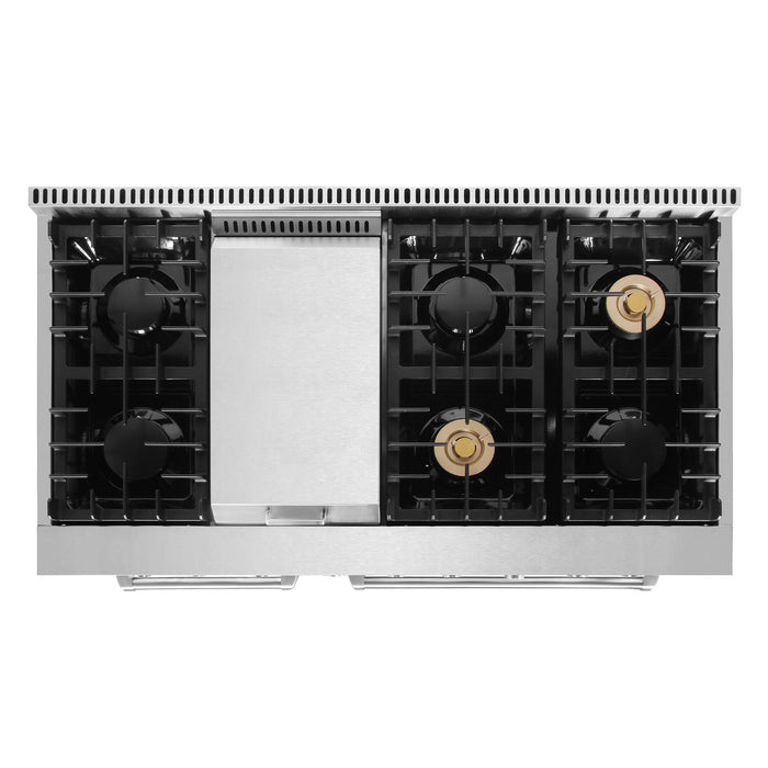 Cosmo 48 in. Lumin Collection 6.7 cu. ft. Double Oven Dual Fuel Range with 6 Sealed Burners, Rapid Convection, Stainless Steel - COS-DFRL486GK