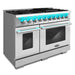 Cosmo 48 in. Lumin Collection 6.6 cu. ft. Double Oven Dual Fuel Range with 8 Burners, Convection Oven in Stainless Steel - COS-DFRP488K