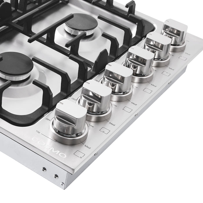 Cosmo 36 in. Gas Cooktop in Stainless Steel with 6 Italian Made Burners - COS-DIC366