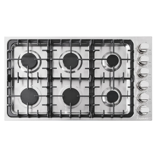Cosmo 36 in. Gas Cooktop in Stainless Steel with 6 Italian Made Burners - COS-DIC366
