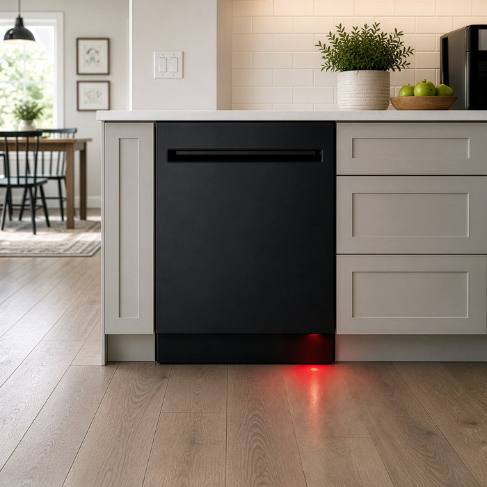 Cosmo 24 in. Icon Collection Top Control Tall Tub Built-in Dishwasher with 3 Racks, Quiet 45 dBa in Matte Black - COS-DWI240TTRBK