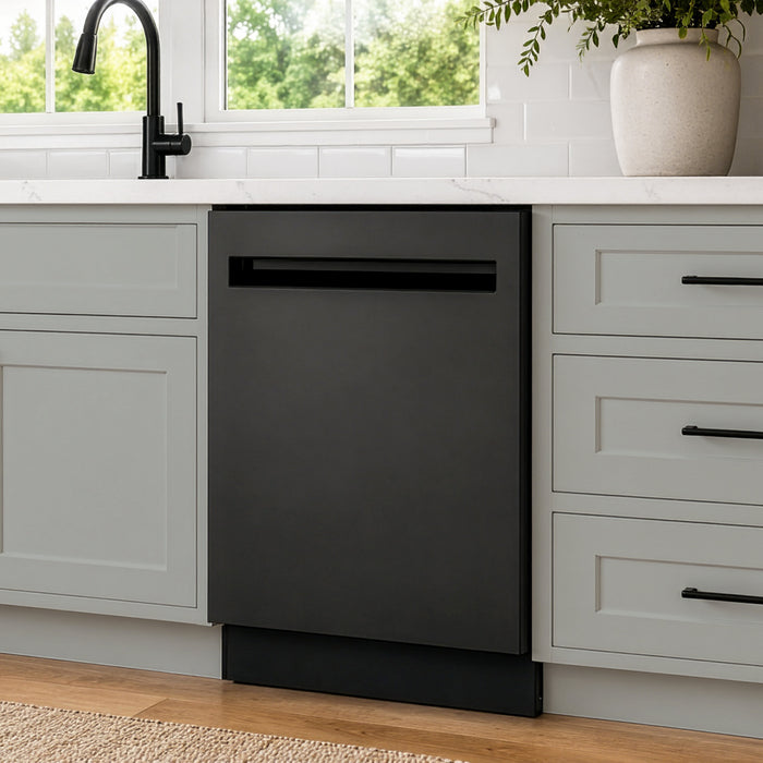 Cosmo 24 in. Icon Collection Top Control Tall Tub Built-in Dishwasher with 3 Racks, Quiet 45 dBa in Matte Black - COS-DWI240TTRBK