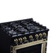 Forno - 36" Dual Fuel Range, 6 burners, in black with copper Trim